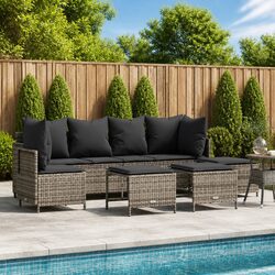 5 Piece Comfortable Outdoor Sofa Set in Grey Rattan