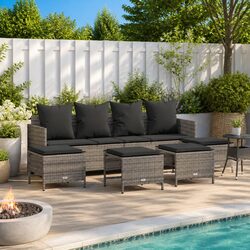 Transform Your Patio with This 5 Piece Grey Sofa Set