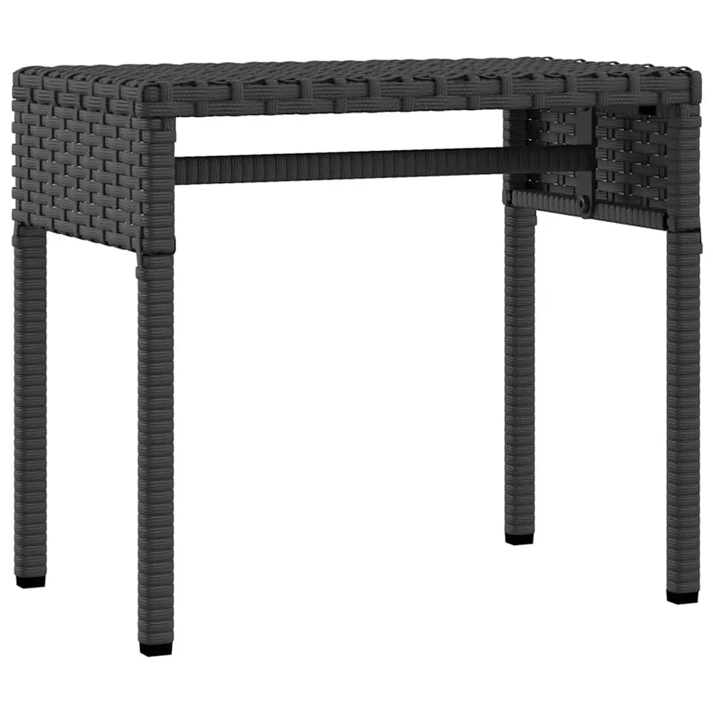 Sun Loungers Set 2 pcs Adjustable Backrest Retractable Canopies Tea Table Black Outdoor Furniture