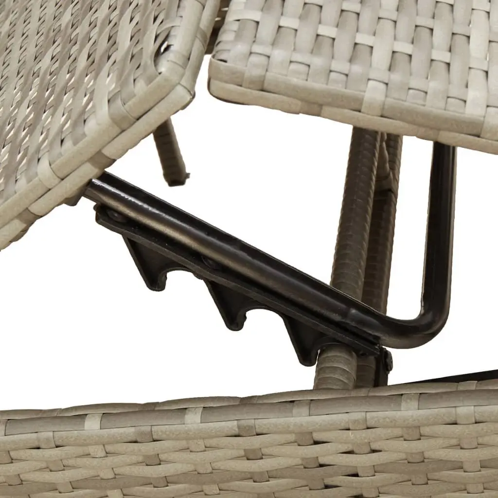 Sun Loungers 2 pcs Grey Adjustable Backrest and Footrest with Thickly Padded Cushion