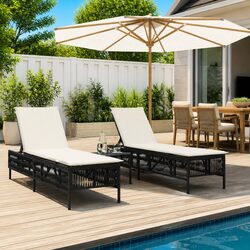 Stylish Black Sun Loungers with Cushions for Outdoor Relaxation