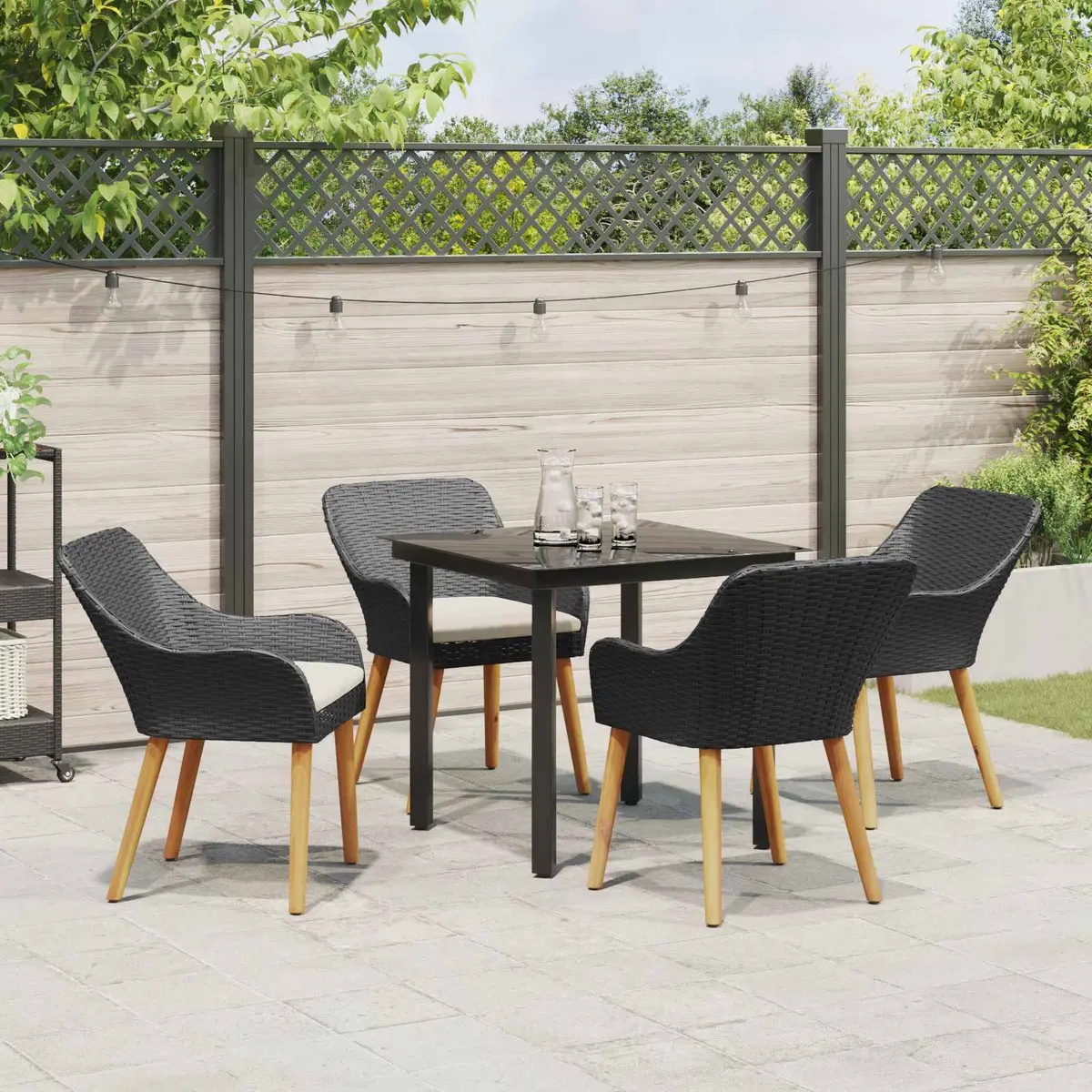 Garden Dining Set 5 Piece Outdoor Patio Furniture Table Chairs with Cushions