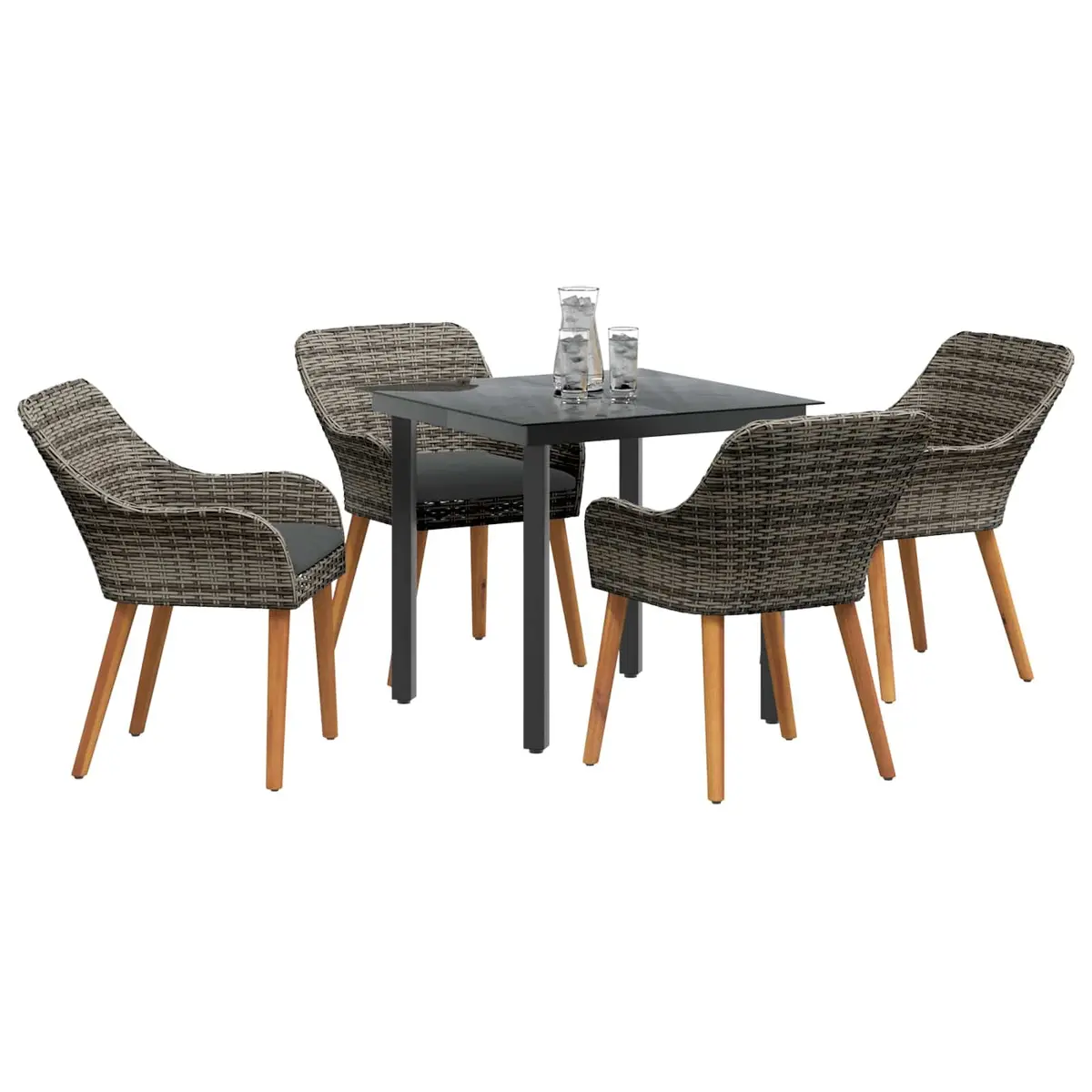 Garden Dining Set 5 Piece Outdoor Patio Furniture with Cushions Grey
