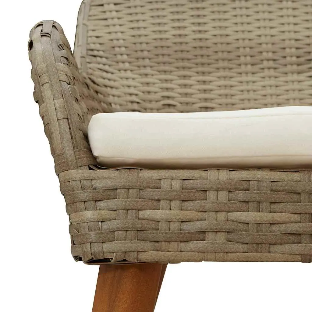 Outdoor Dining Set 3 Piece Beige Garden Furniture Patio Table and Chairs with Cushions