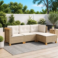 Comfortable Beige Rattan Sofa Set for Outdoor Spaces