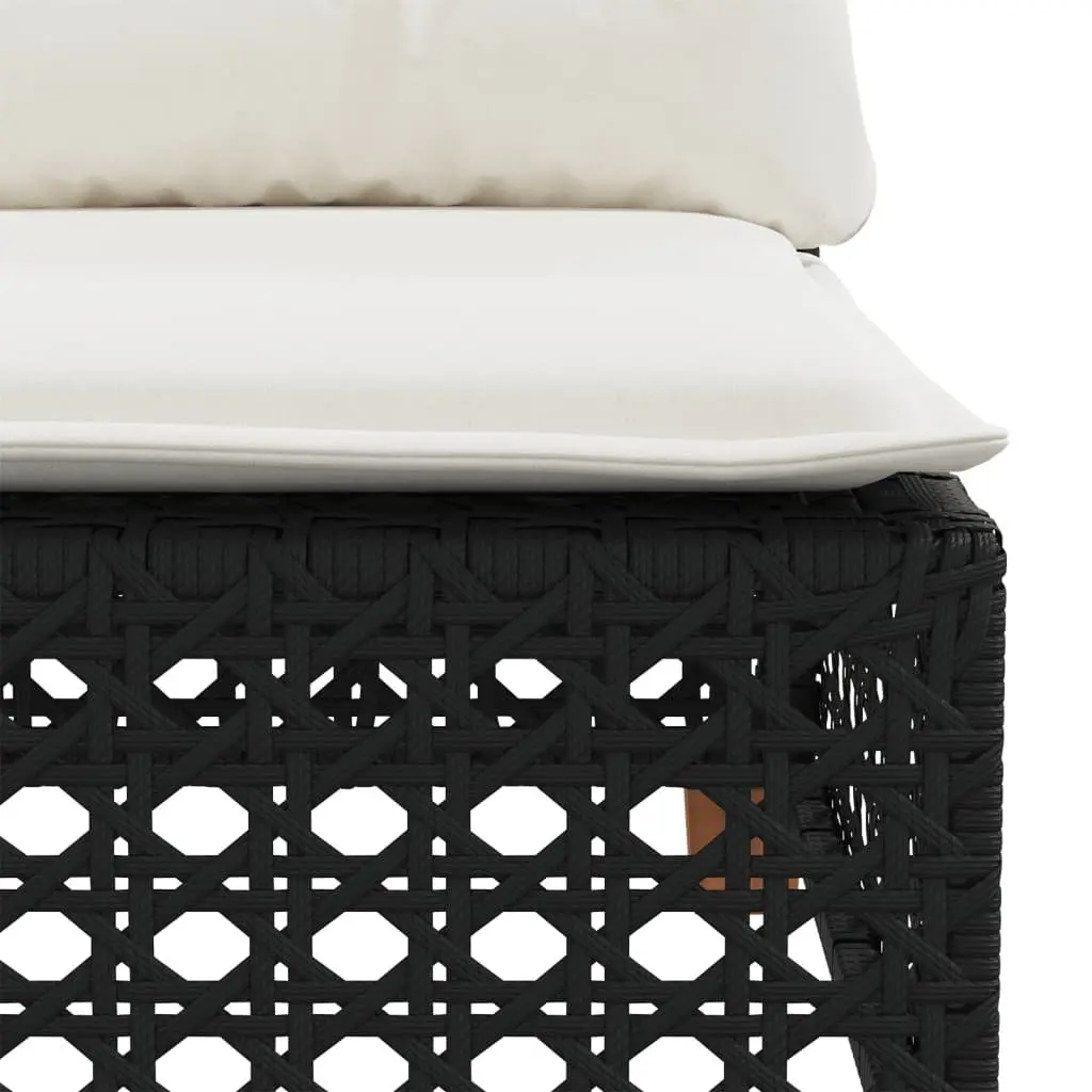 Garden Sofa Set 4 Piece Outdoor Furniture Black Poly Rattan with Cushions