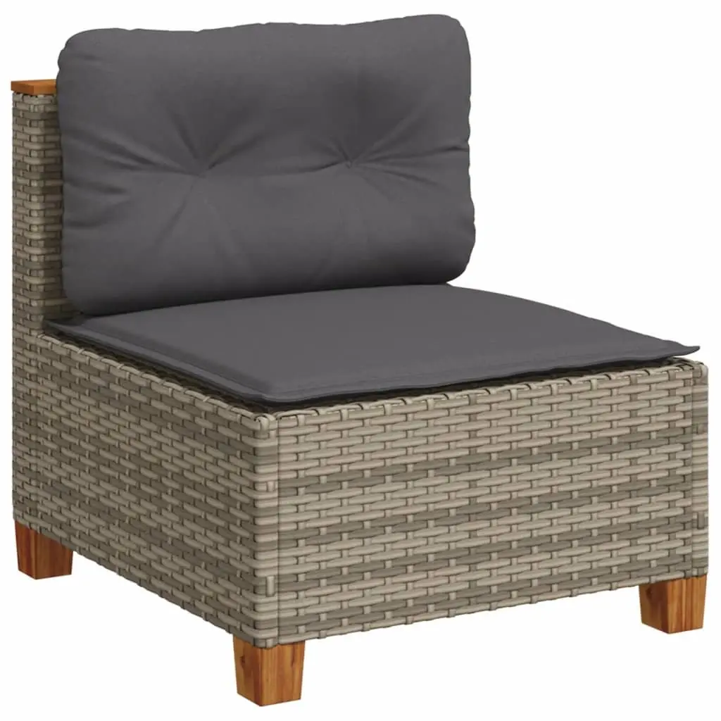 Garden Sofa Set 5 Piece Outdoor Furniture Grey Poly Rattan with Cushions Patio
