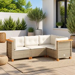 Comfortable 4-Piece Beige Patio Sofa Set for Outdoor Relaxation