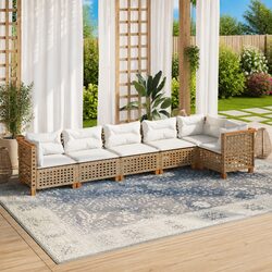 6 Piece Patio Furniture Set in Beige with Cushions