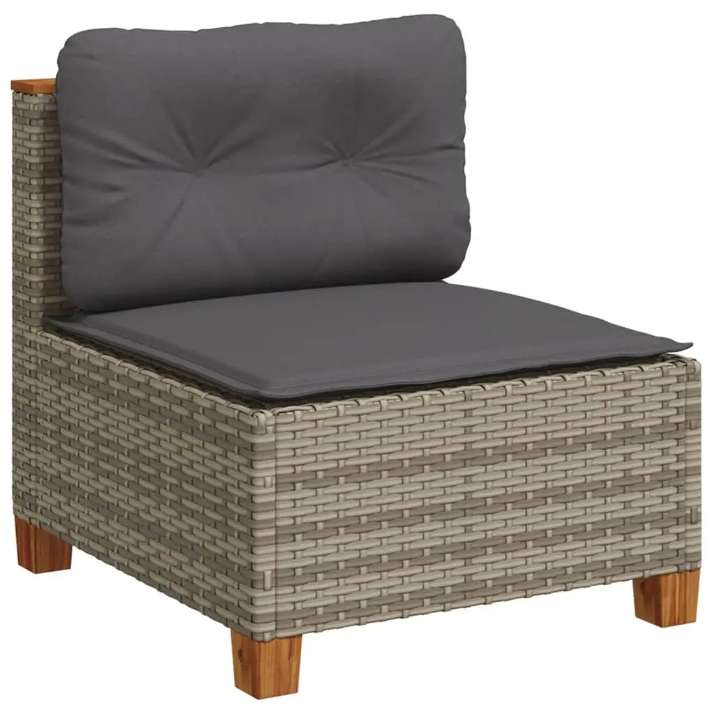 7 Piece Grey Outdoor Garden Sofa Set with Cushions Patio Furniture Rattan