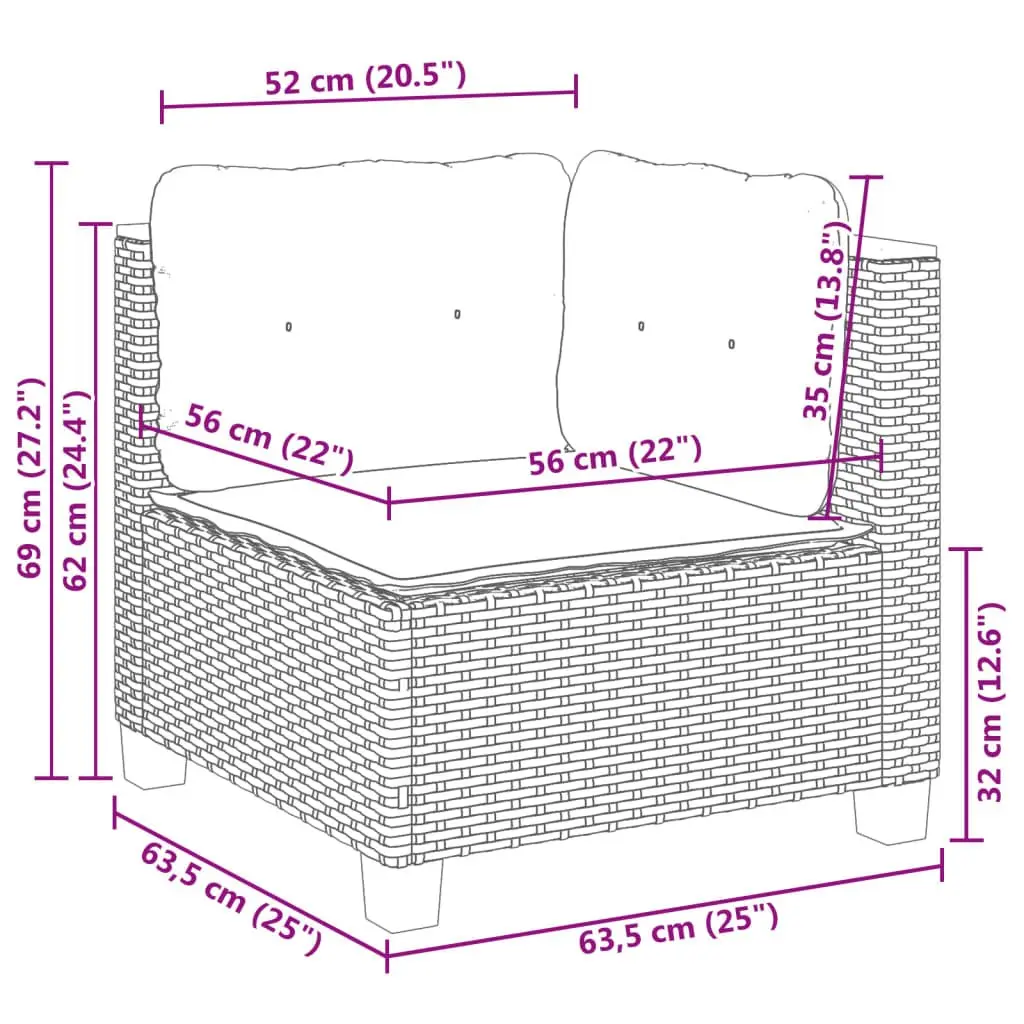 7 Piece Grey Outdoor Garden Sofa Set with Cushions Patio Furniture Rattan