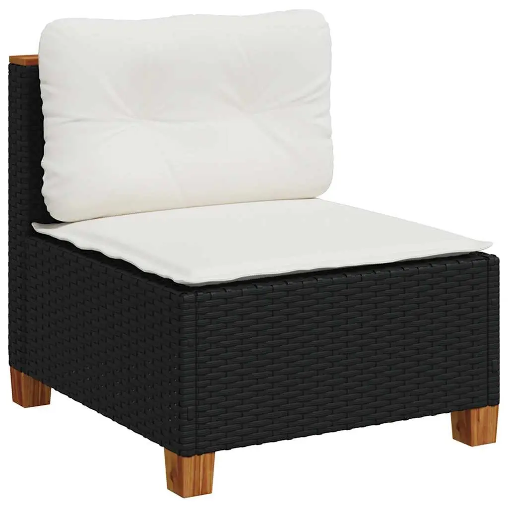 7 Piece Modular Sofa Set Black PE Rattan with Cushions for Outdoor Garden Patio Furniture