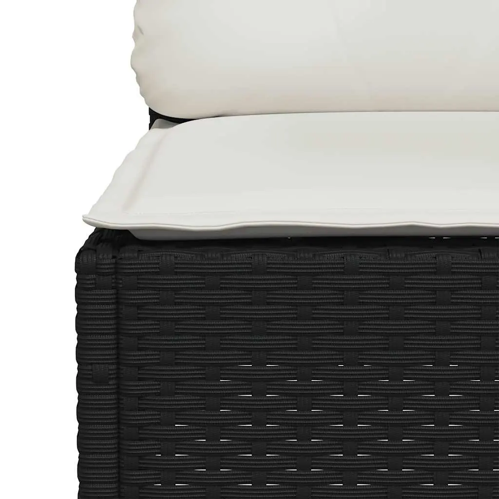 7 Piece Modular Sofa Set Black PE Rattan with Cushions for Outdoor Garden Patio Furniture