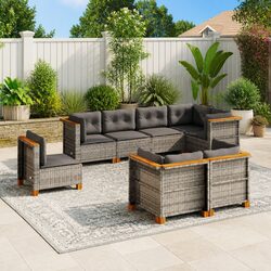 Stylish Grey 8-Piece Outdoor Sofa Set for Relaxation