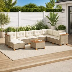 Outdoor Furniture Garden Sofa Set 9 Pieces in Beige