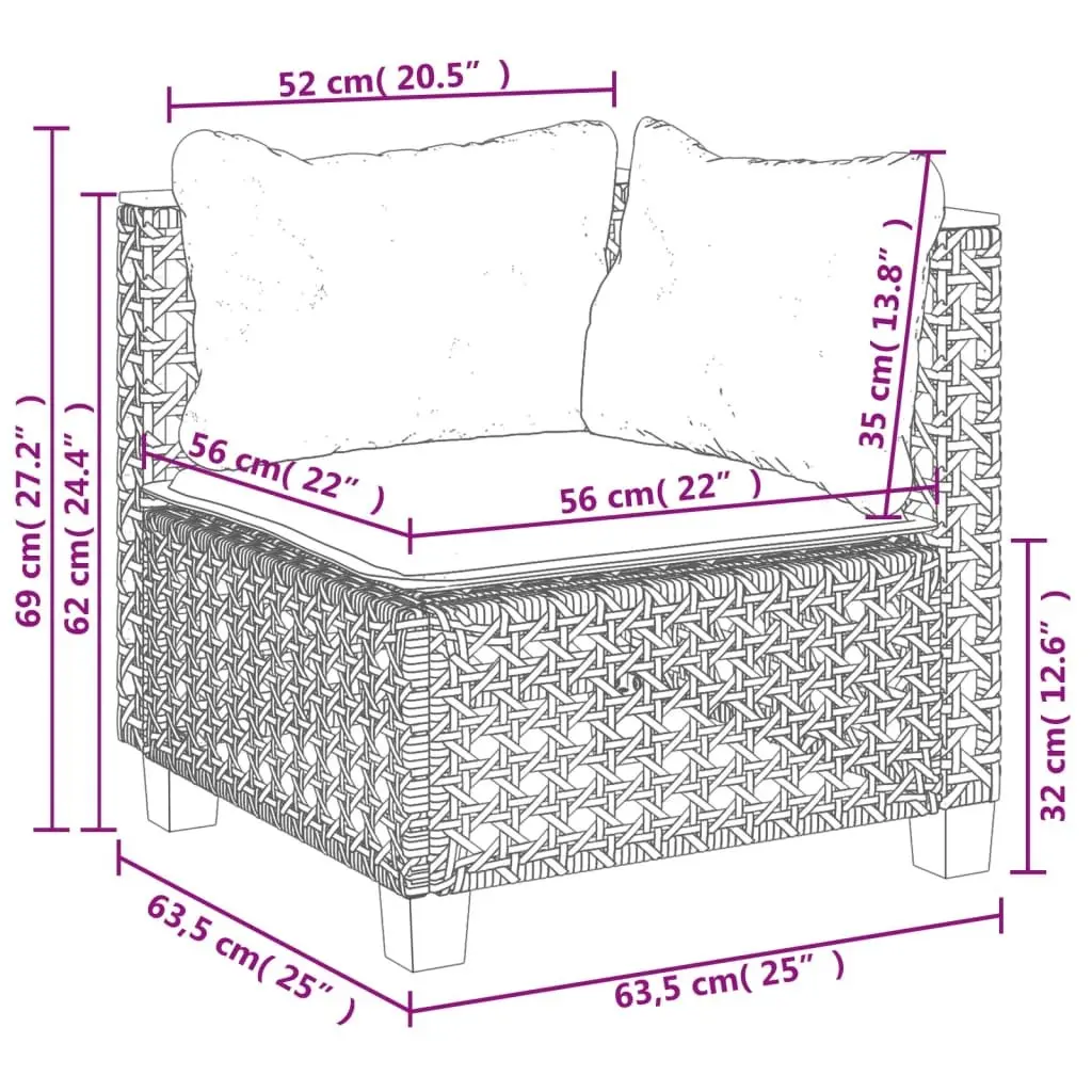 7 Piece Garden Sofa Set Grey PE Rattan Outdoor Patio Furniture with Cushions