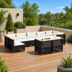 Transform Your Patio with This 9-Piece Black Sofa Set