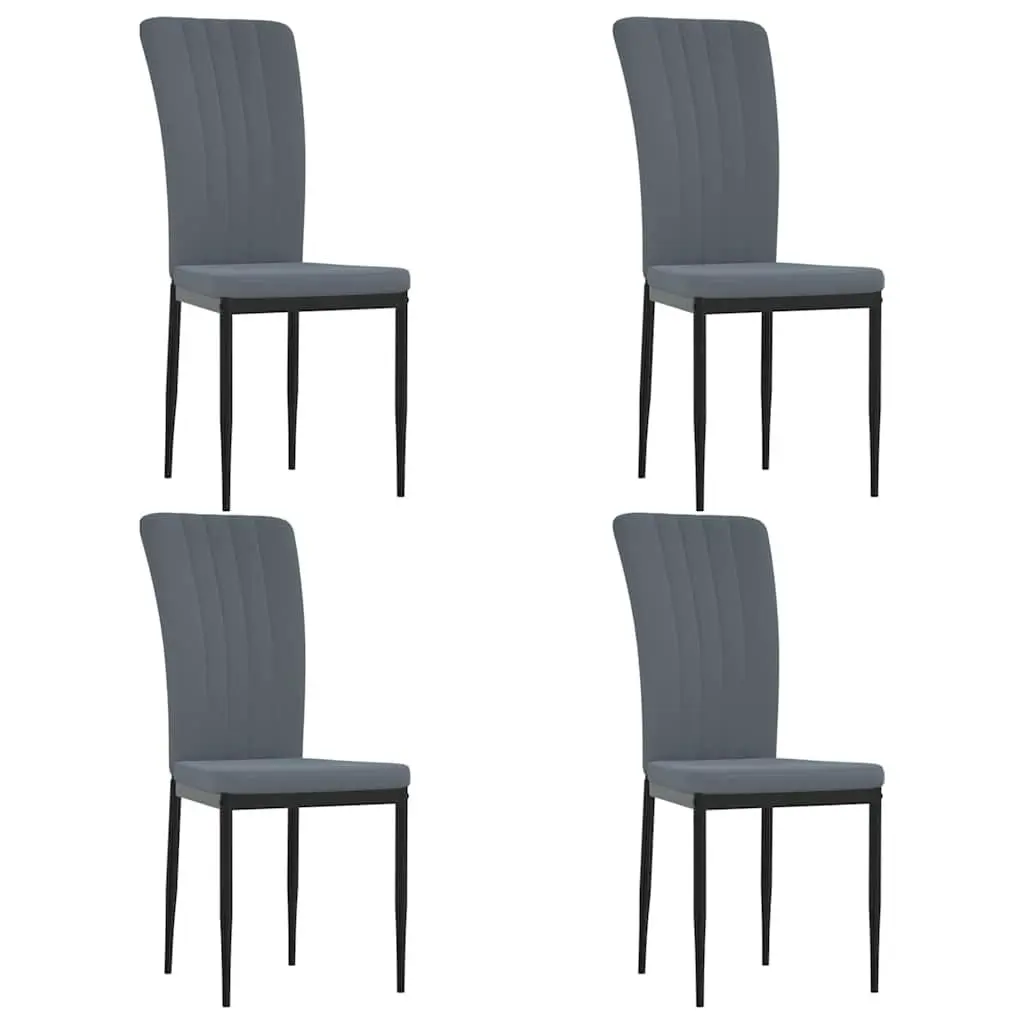 Dining Chairs Set of 4 Grey Velvet Padded Backrest Sturdy Iron Frame