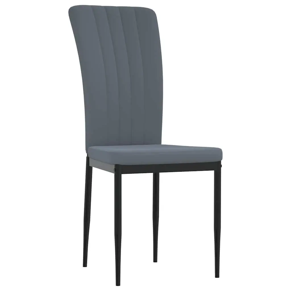 Dining Chairs Set of 4 Grey Velvet Padded Backrest Sturdy Iron Frame