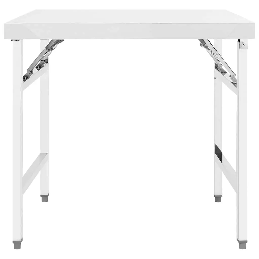Folding Work Table Stainless Steel 85 x 60 x 80 cm Durable Reinforced Tabletop for Food Prep