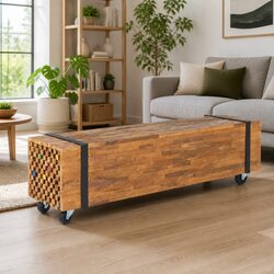 Versatile 110x30x32.5cm TV Stand in Teak for Your Home