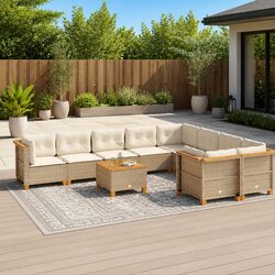 Beige Modular Garden Sofa Set – 10 Pieces for Outdoor Comfort