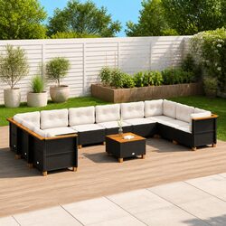 Luxurious 11 Piece Patio Sofa Set with Black Cushions