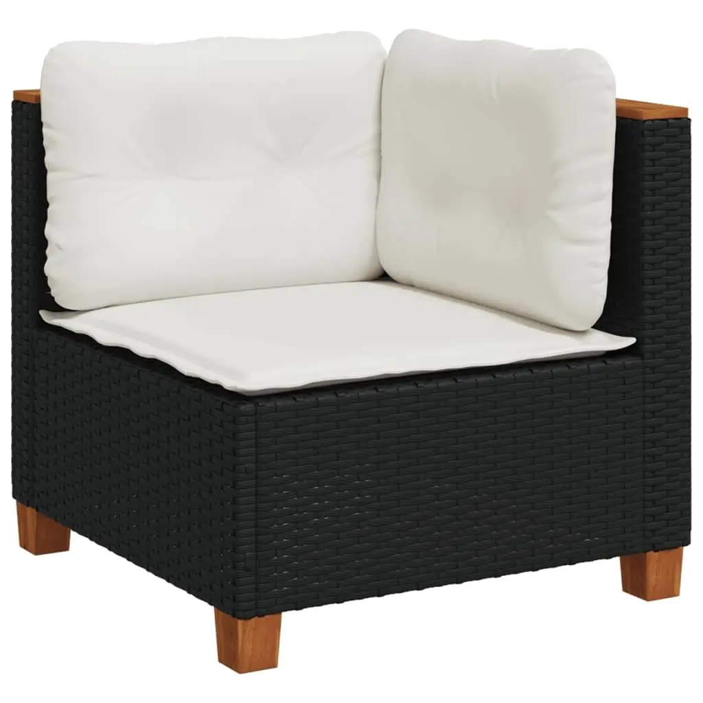 Outdoor Garden Sofa Set 11 Piece Poly Rattan Furniture with Cushions Black Patio