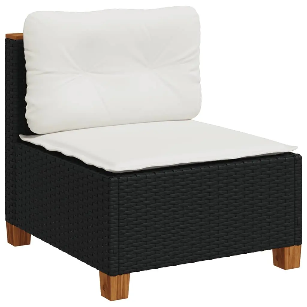 Outdoor Garden Sofa Set 11 Piece Poly Rattan Furniture with Cushions Black Patio