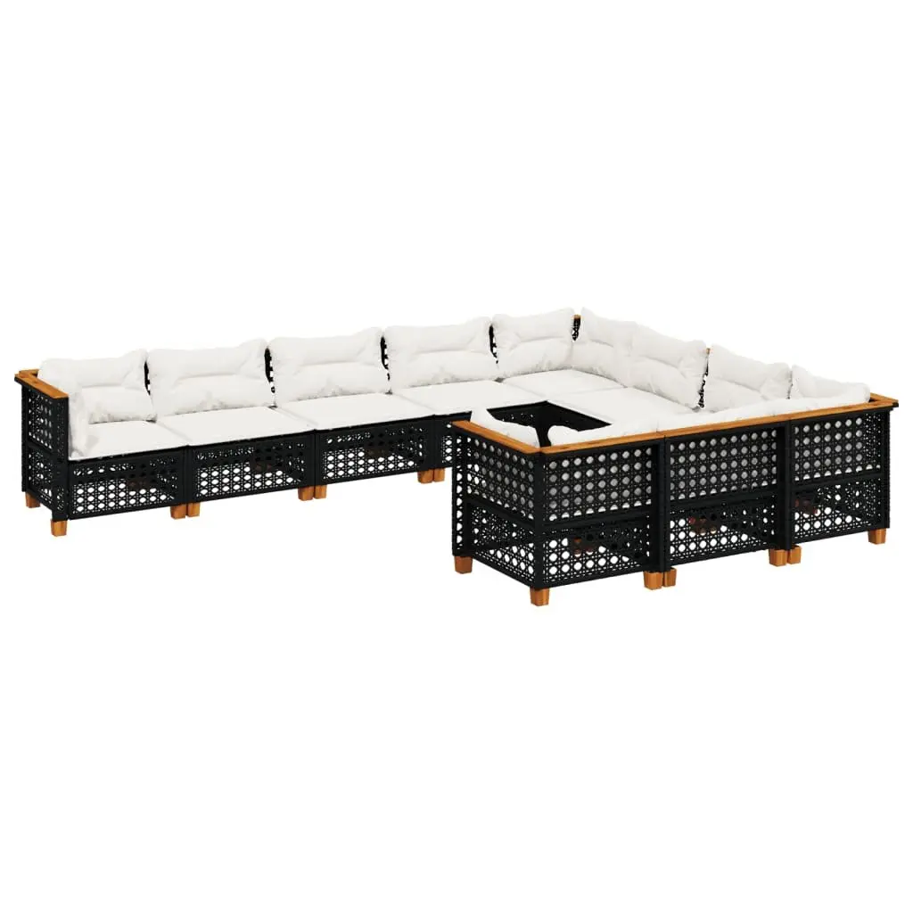 Garden Sofa Set 10 Piece Outdoor Patio Furniture Black Rattan Modular Sectional