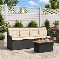 3 Piece Garden Lounge Set with Cushions Black Rattan Patio Outdoor Furniture