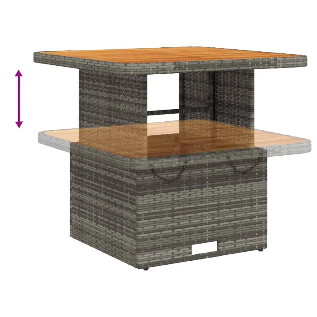 3 Piece Outdoor Bistro Set Grey Adjustable Backrest PE Rattan Garden Furniture