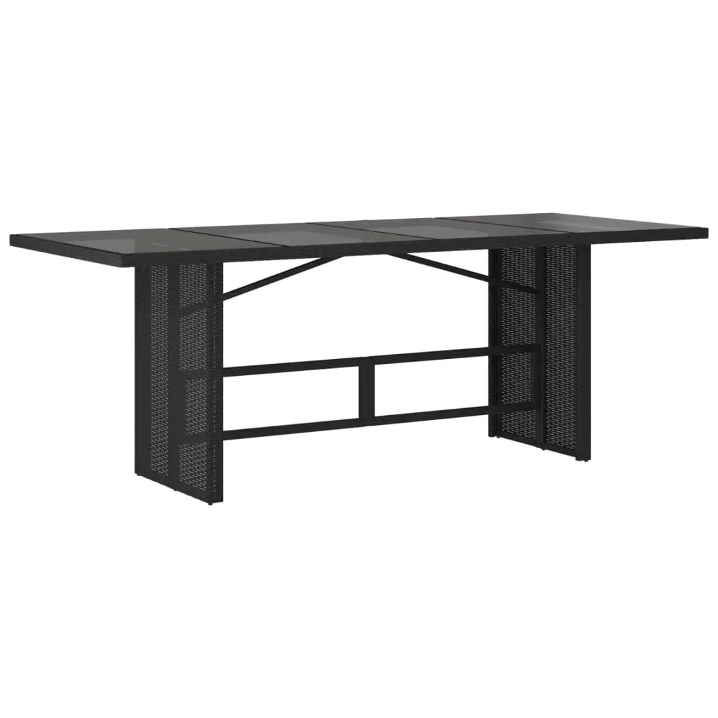 7 Piece Outdoor Dining Set Black PE Poly Rattan with Cushions and Adjustable Backrest