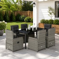 7 Piece Garden Dining Set in Grey for Al Fresco Dining