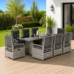 Stylish 9-Piece Grey Outdoor Dining Set for Your Patio