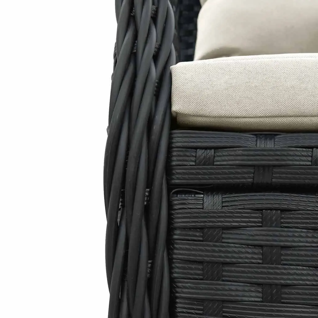 5 Piece Outdoor Dining Set Black Poly Rattan Garden Furniture Adjustable Backrest