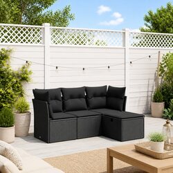 Outdoor Black Rattan Sofa Set for Stylish Relaxation