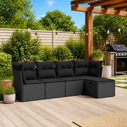 Elevate Your Patio with a 5 Piece Black Rattan Sofa Set