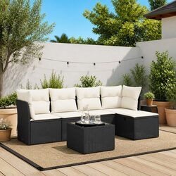 Black 6-Piece Outdoor Sofa Set for Cozy Gatherings