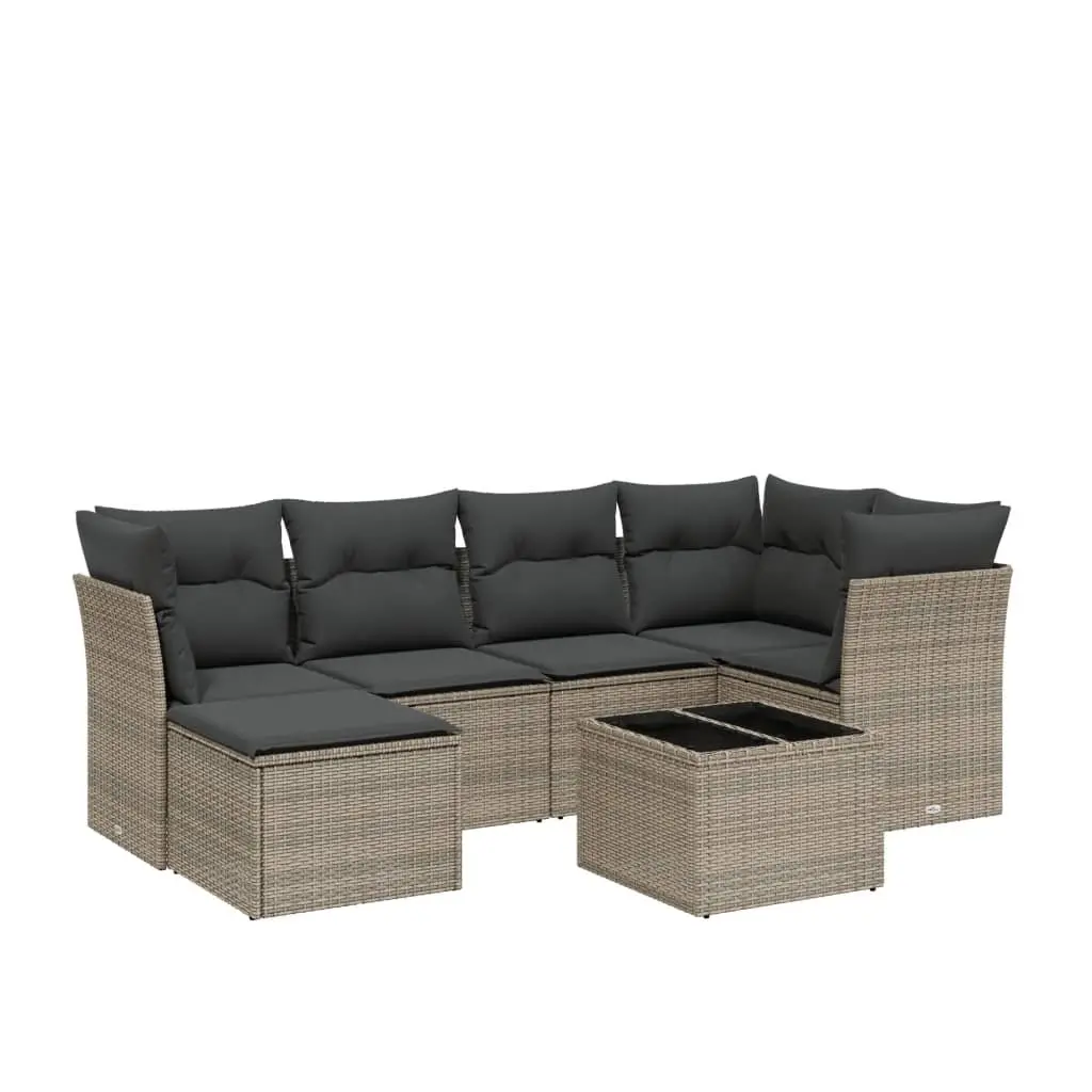 Garden Sofa Set 7 Piece Outdoor Furniture Patio Lounge Grey Poly Rattan Modular