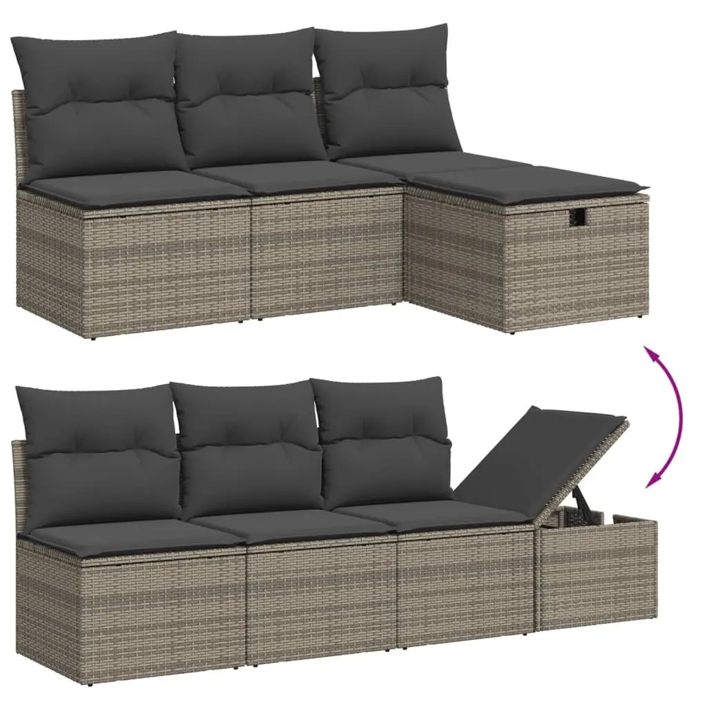 8 Piece Garden Sofa Set Grey Rattan Modular Outdoor Furniture with Cushions