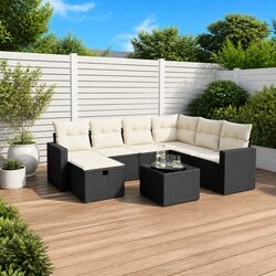 Black Poly Rattan 8-Piece Sofa Set for Stylish Outdoors
