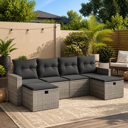 Transform Your Patio with This 6 Piece Grey Sofa Set