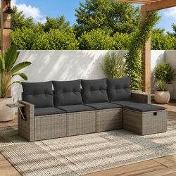 Stylish 5 Piece Outdoor Sofa Set with Cushions - Grey