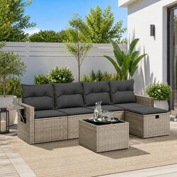 Enhance Your Patio with 6-Piece Grey Sofa Set