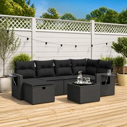 Enhance Your Outdoor Area with a 7-Piece Sofa Set in Black