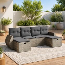Outdoor Lounge Furniture Set - 6 Pieces in Grey