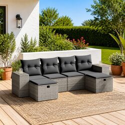 Comfortable 6-Piece Outdoor Seating Set in Grey