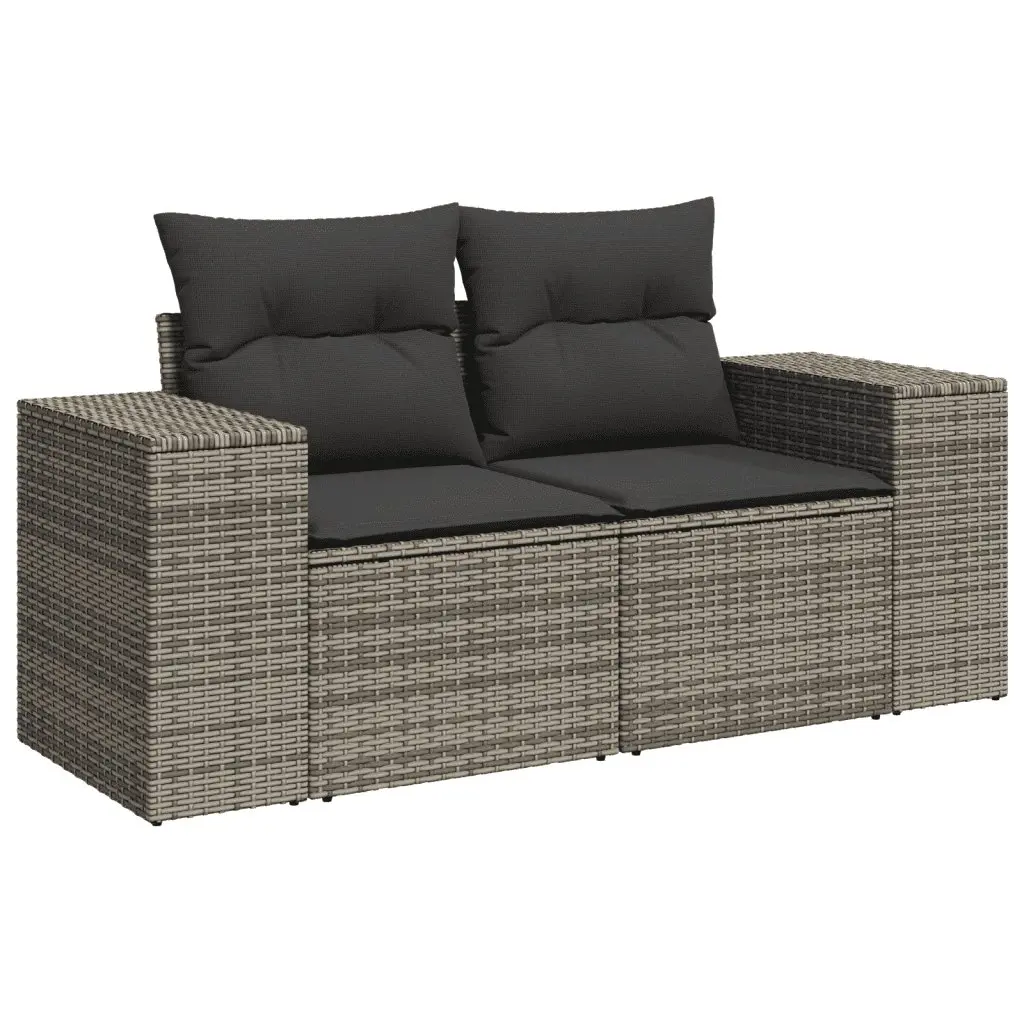 Garden Sofa Set 6 Piece Outdoor Furniture Grey Poly Rattan Modular Patio Seating