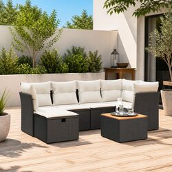 7 Piece Garden Sofa Set Outdoor Patio Furniture with Cushions Black